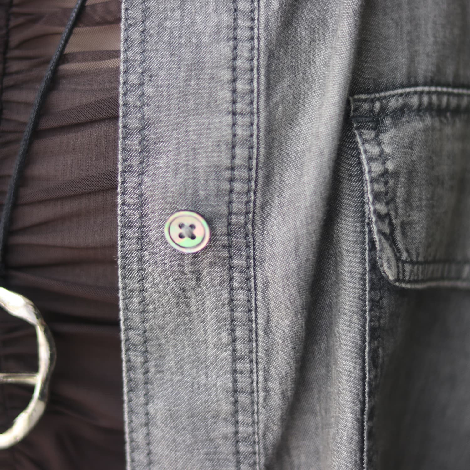 Dignite Collier/ディニテコリエ シアーデニム半袖シャツ TK-8026216