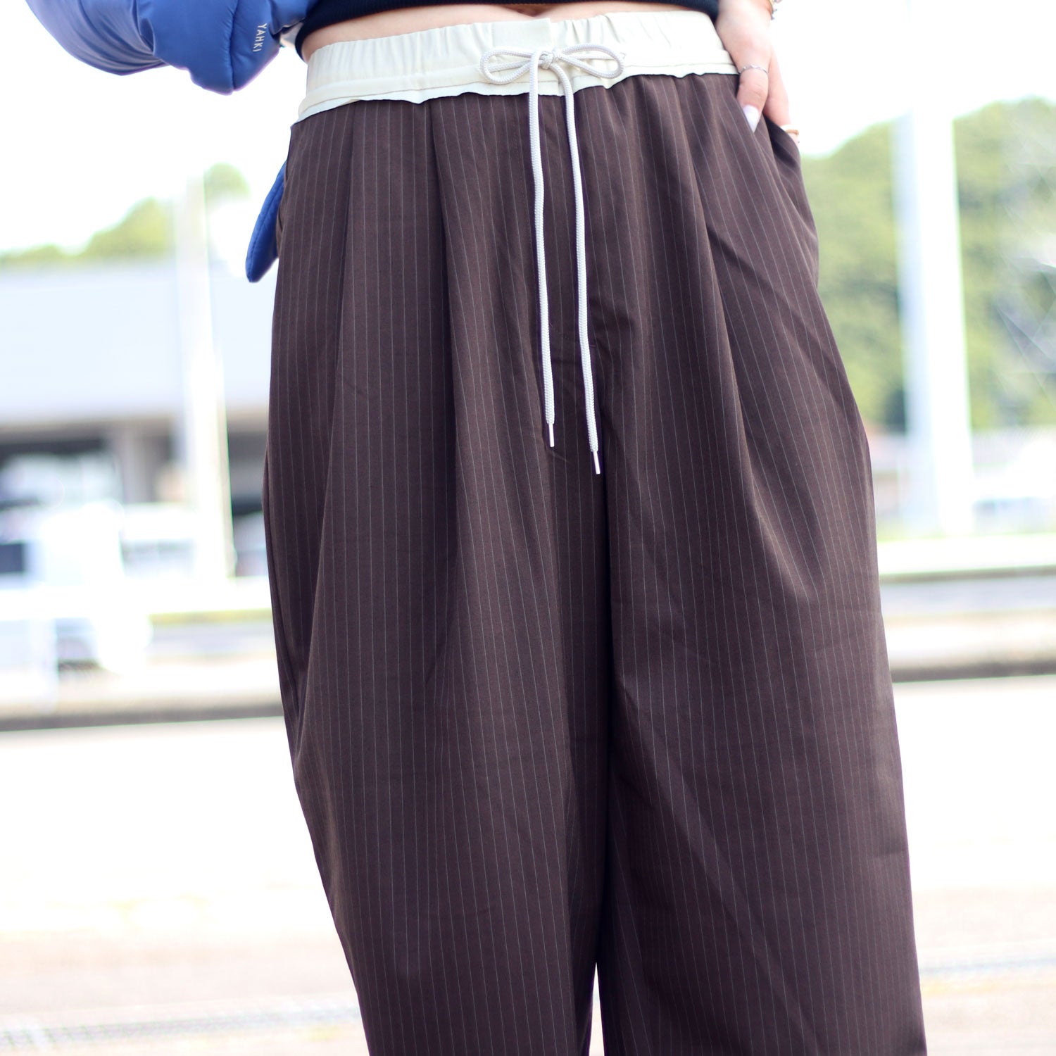anuke/アンヌーク Bicolor Stripe Pants 62610713 カーブパンツ バレル
