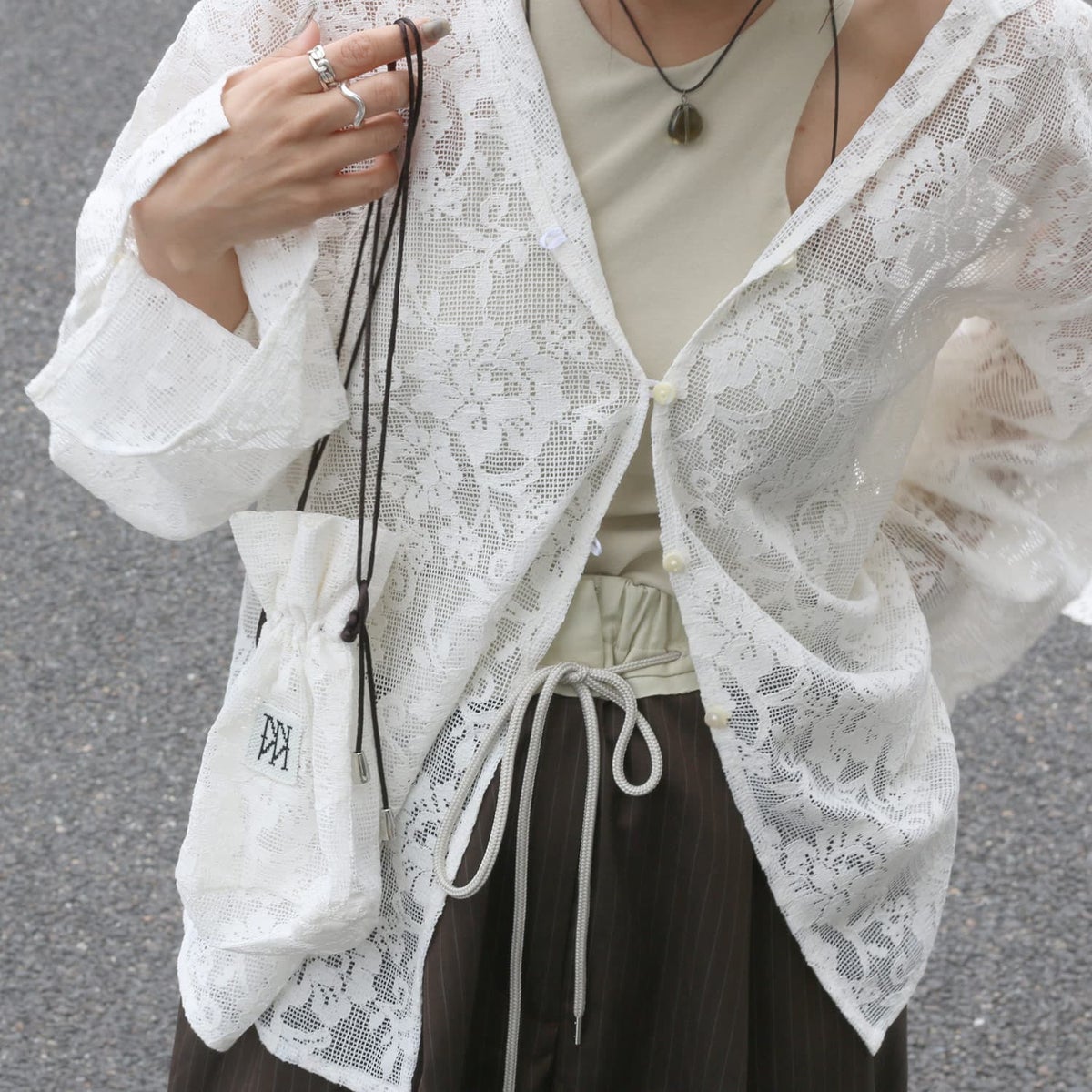 YENN /イエン PORTABLE LACE HOODIE Y262-12047 総レース レース 