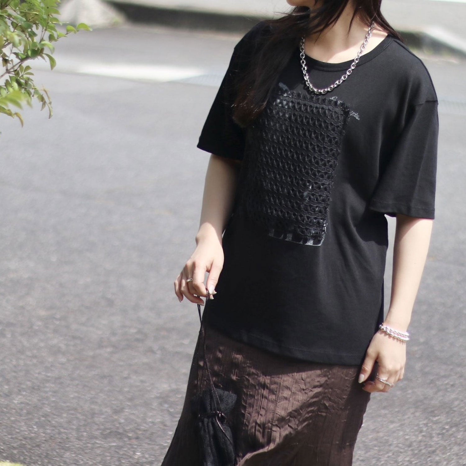 YENN /イエン レースレイヤードロゴT Y262-81057 LACE FRAME LOGO TEE