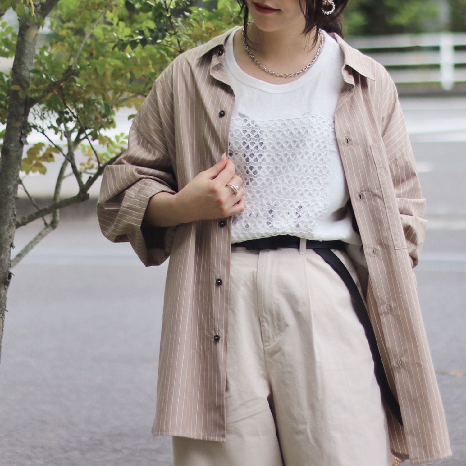 YENN /イエン レースレイヤードロゴT Y262-81057 LACE FRAME LOGO TEE