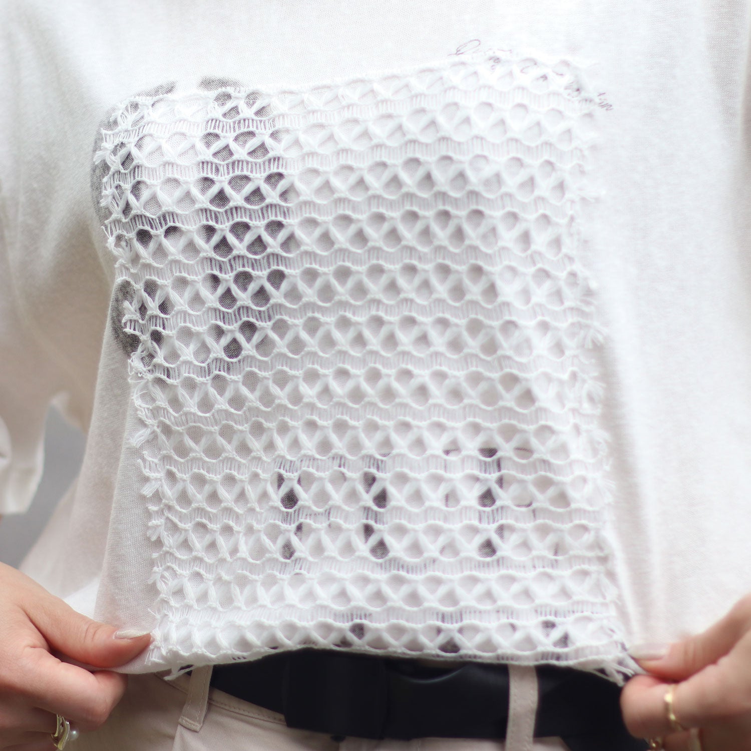 YENN /イエン レースレイヤードロゴT Y262-81057 LACE FRAME LOGO TEE