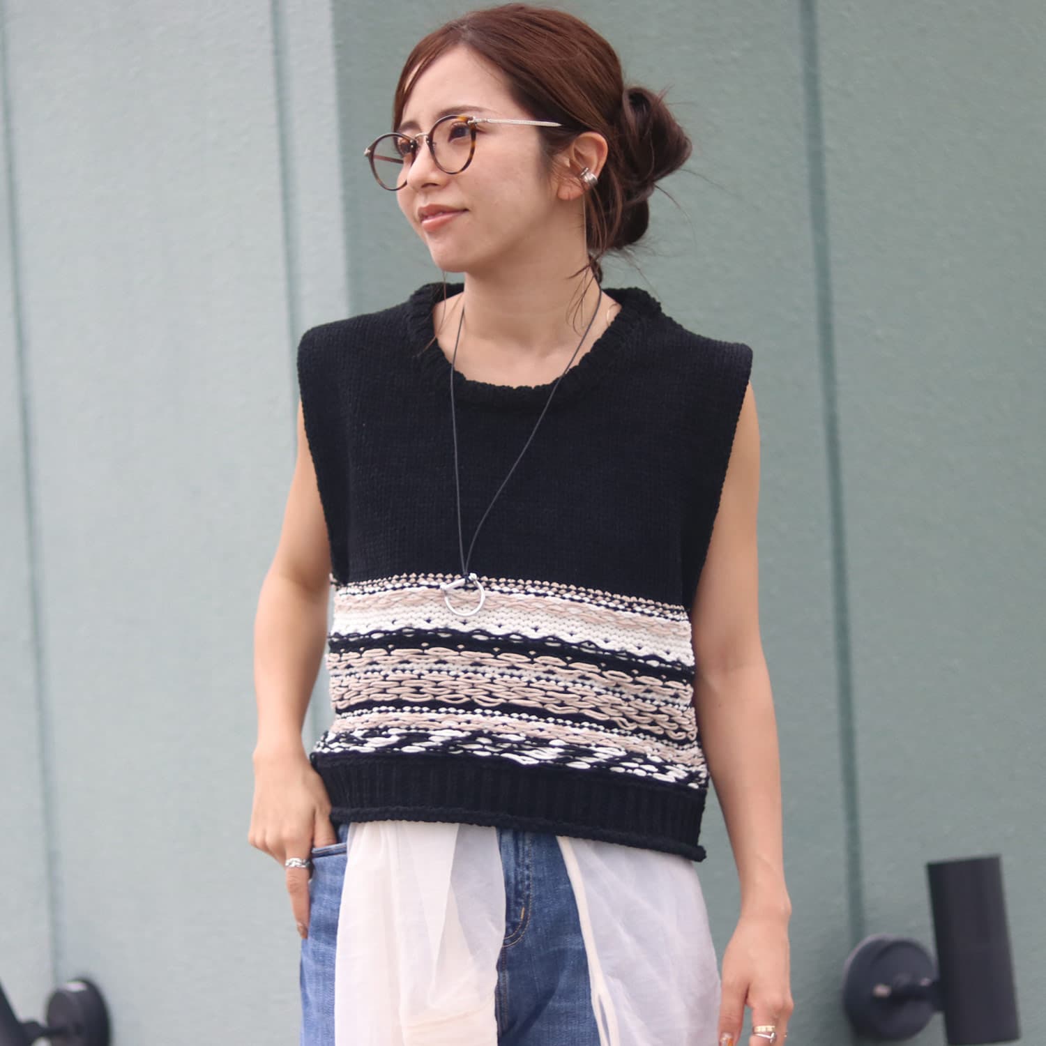 YENN /イエン MOLE JACQUARD VEST Y263- 91099 ニットベスト ベスト