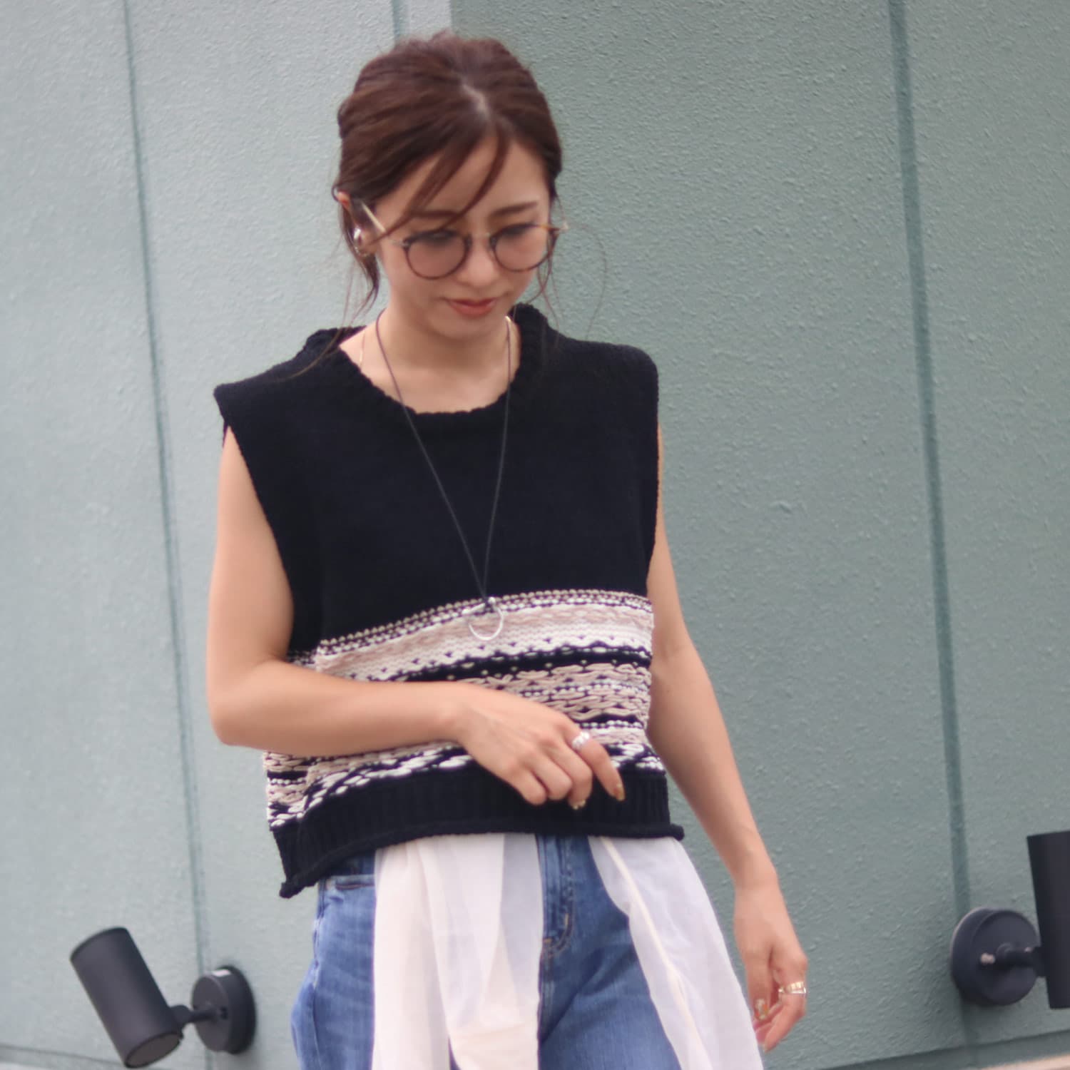 YENN /イエン MOLE JACQUARD VEST Y263- 91099 ニットベスト ベスト