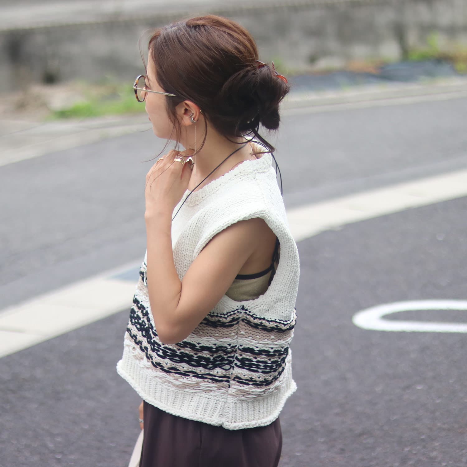YENN /イエン MOLE JACQUARD VEST Y263- 91099 ニットベスト ベスト