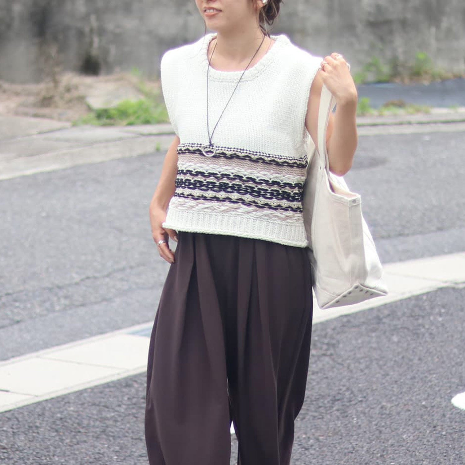 YENN /イエン MOLE JACQUARD VEST Y263- 91099 ニットベスト ベスト
