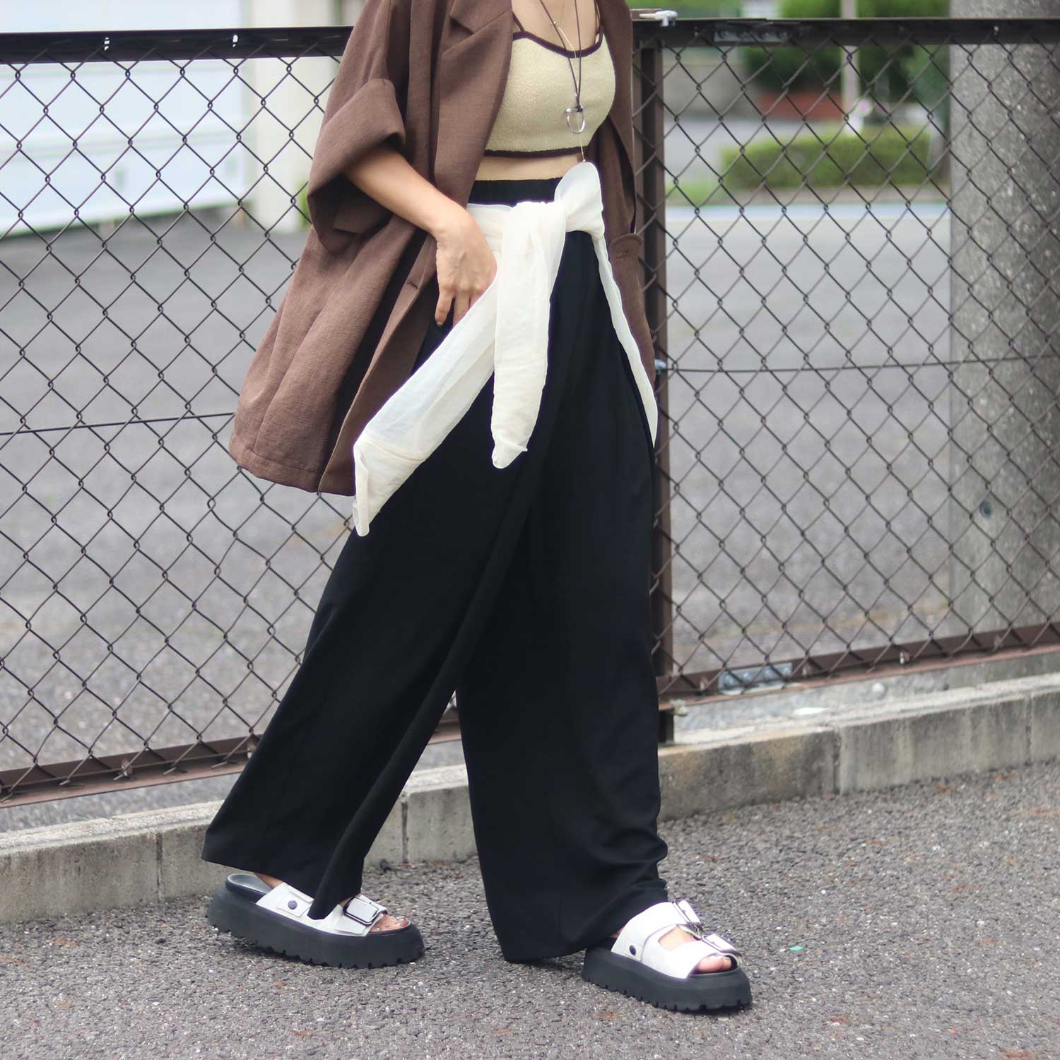 Dignite Collier/ディニテコリエ シフォンタックワイドパンツ TK