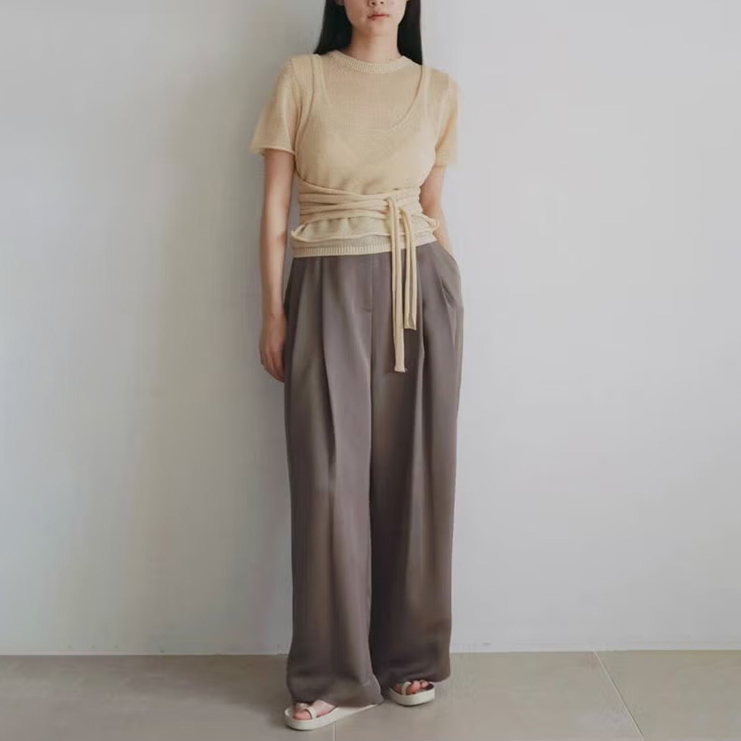 anuke/アンヌーク Wrapcami Layered Knit 62620503 ラップキャミ