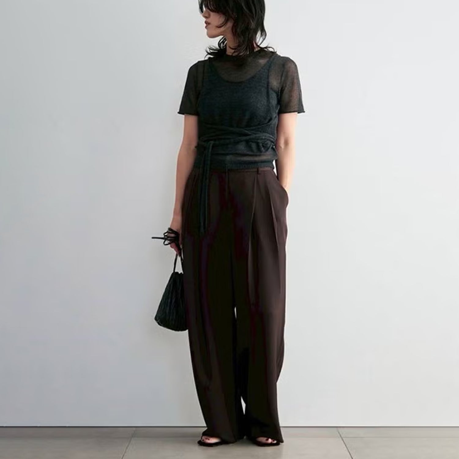 anuke/アンヌーク Wrapcami Layered Knit 62620503 ラップキャミ