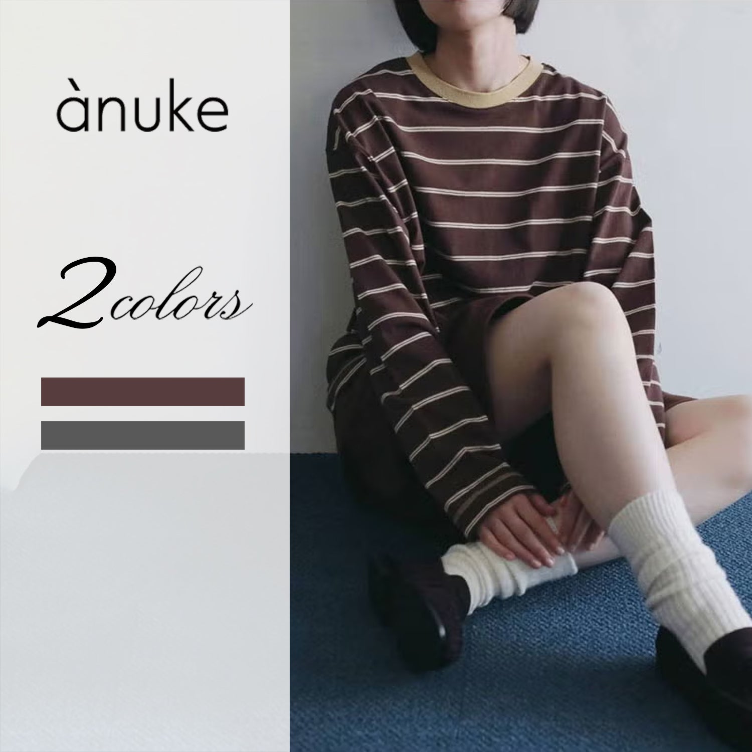 anuke/アンヌーク Border Loose Long T-shirts 62620620 ボーダー