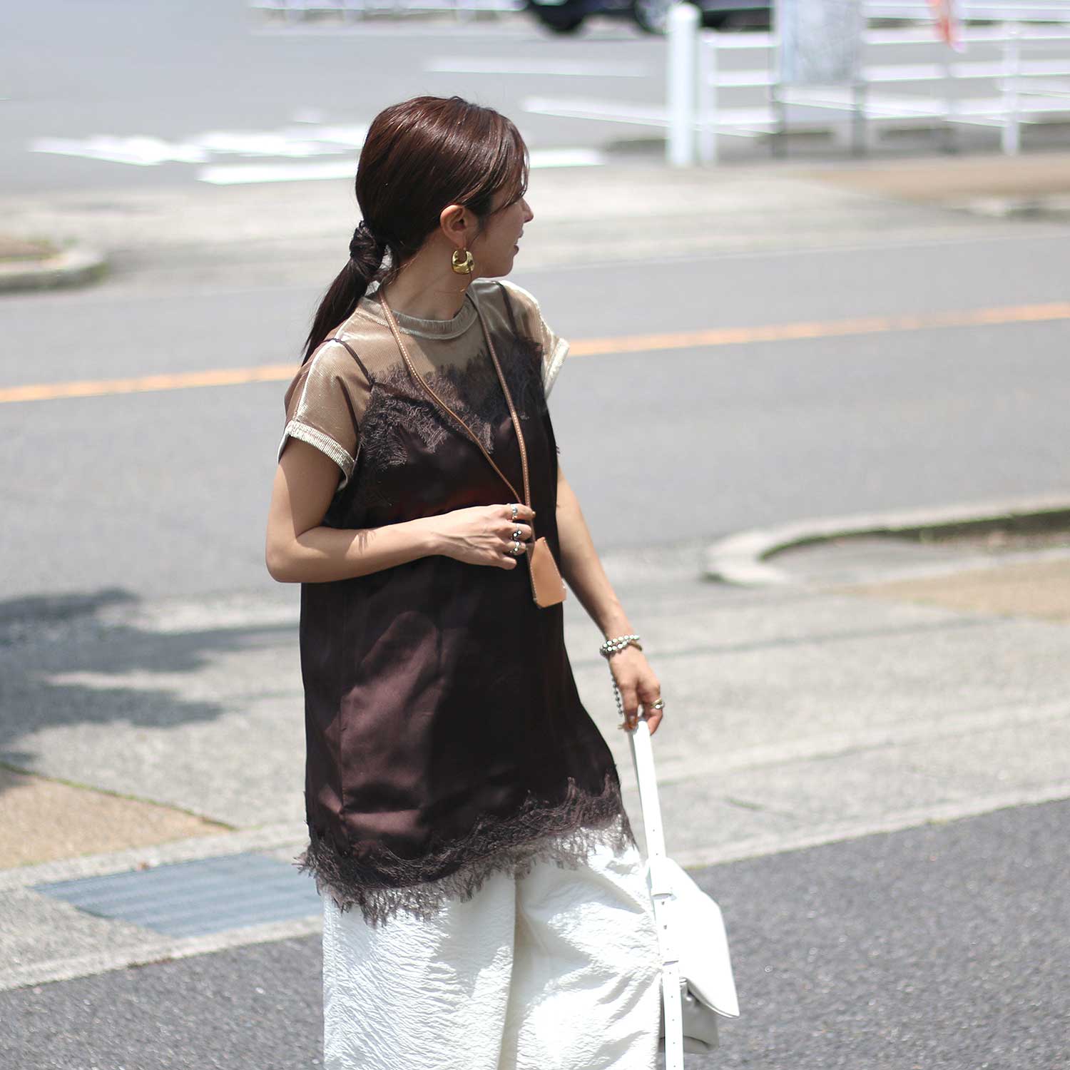 TORRAZZO DONNA/トラッゾドンナ レースサテンキャミソール 6267-400 TORRAZZO DONNA/トラッゾドンナ レースサテンキャミソール 6267-400