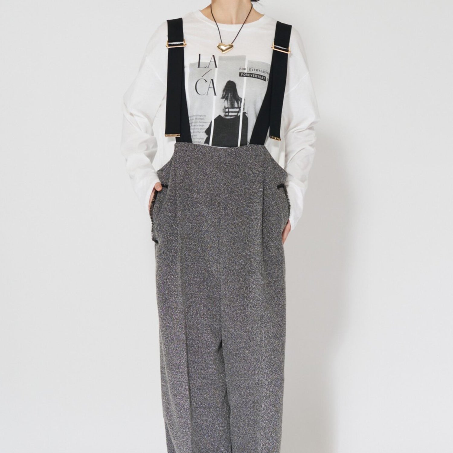 CHIGNON/シニヨン ハイウエストツイードサロペット 3864-065YM