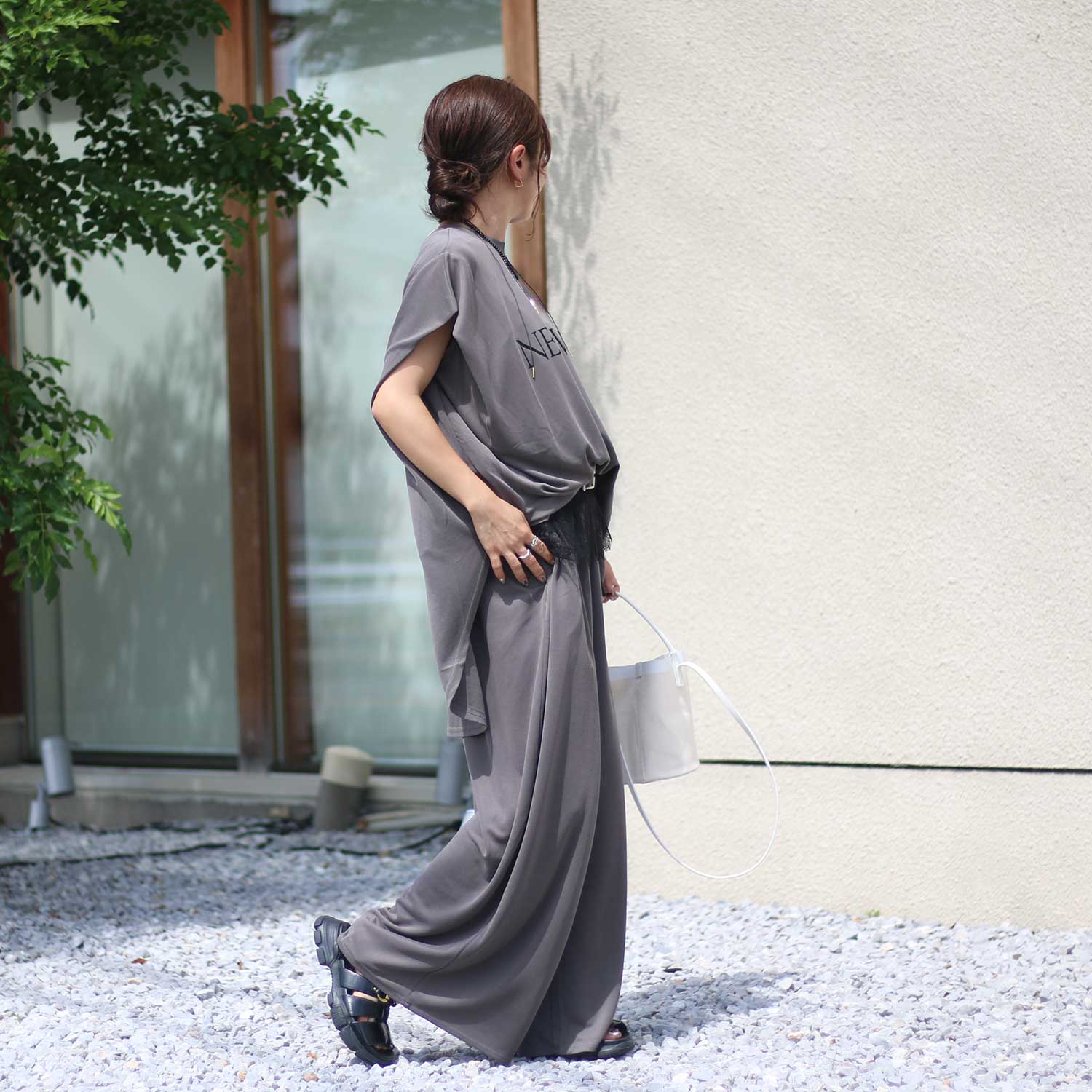 CLOCHE/クロシェ モダールイージーワイドパンツ 652-86514 とろみ素材