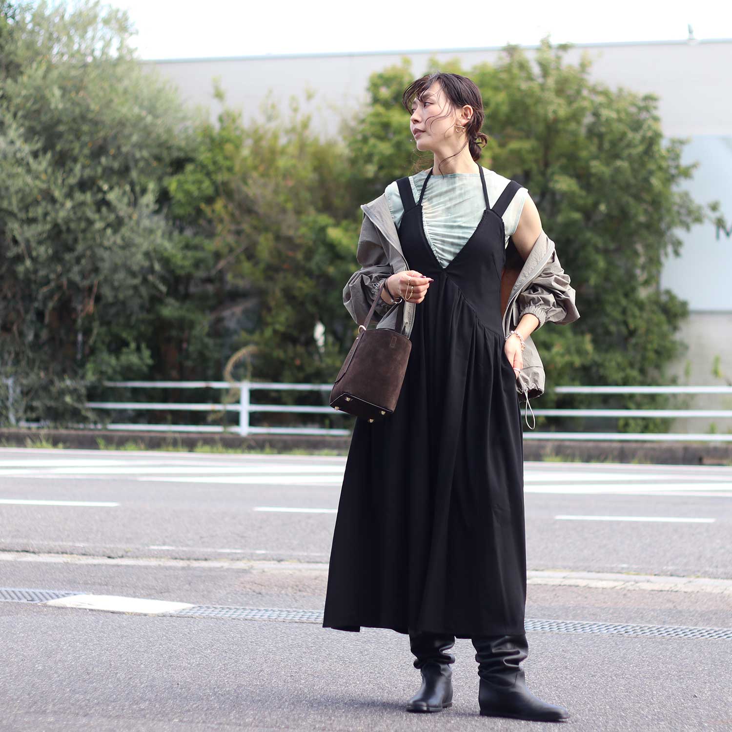 HELLA/ヘラ Tulle Insert V Dress h263-53 チュールインサートドレス