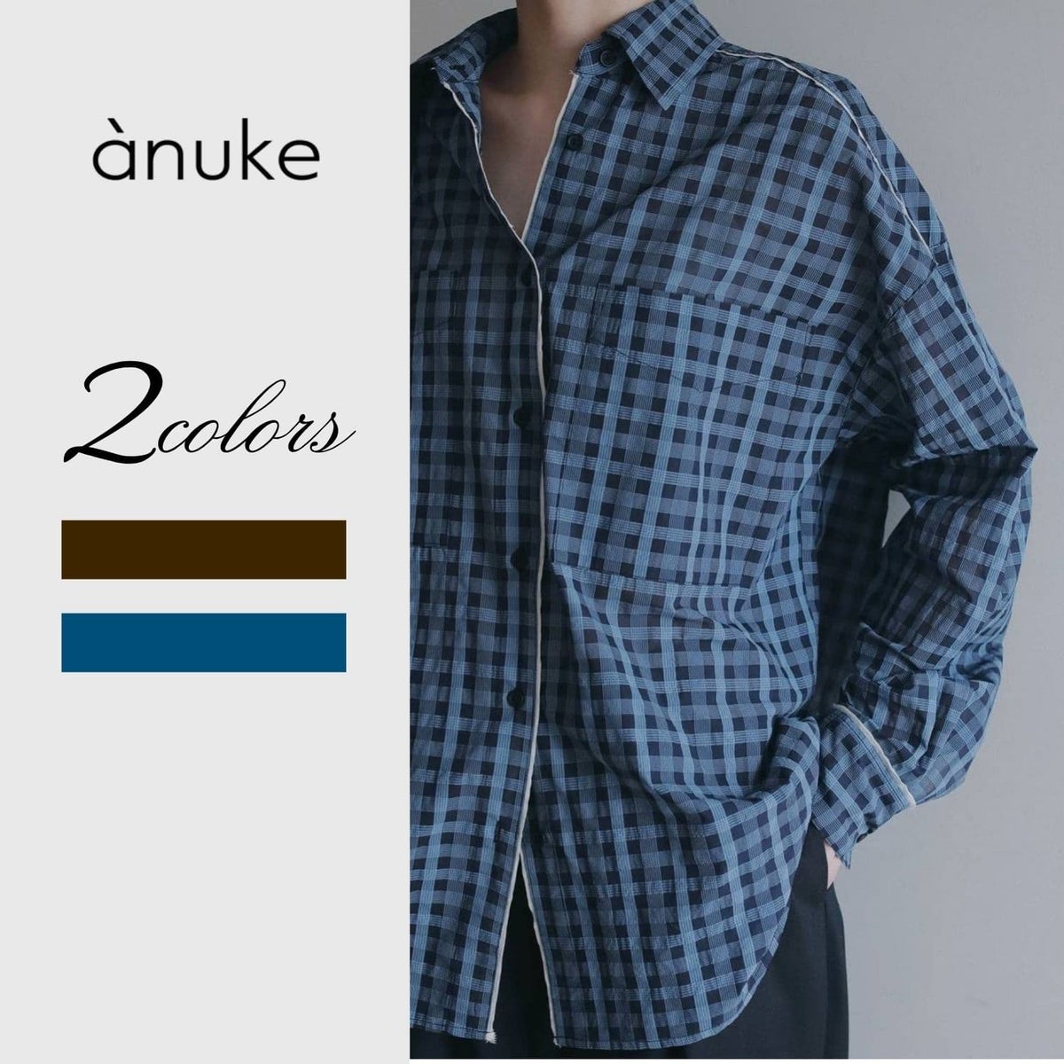 anuke/アンヌーク Sheercheck Over Shirts 62620408 シアーチェック 