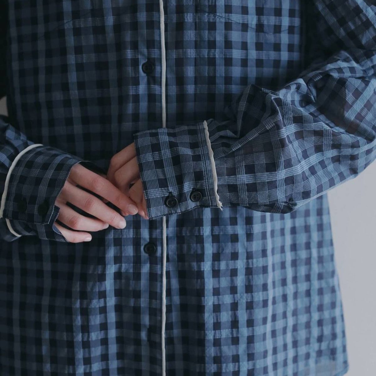 anuke/アンヌーク Sheercheck Over Shirts 62620408 シアーチェック 