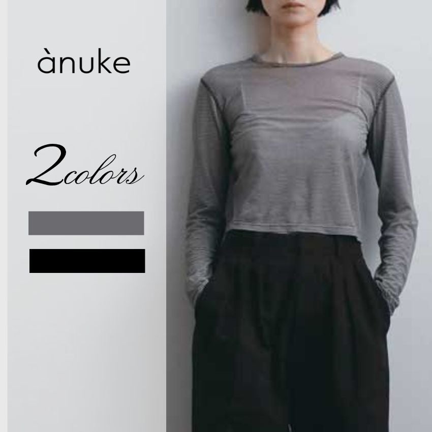 anuke/アンヌーク Sheer Border Long T-shirts 62620629 シアー