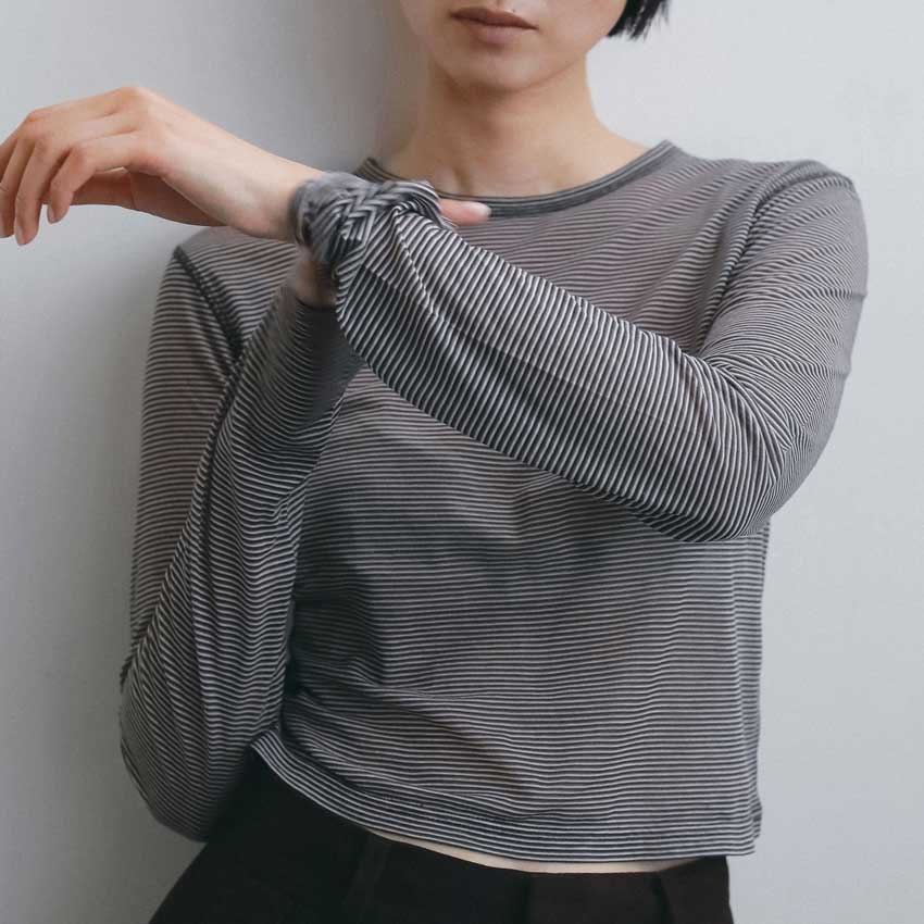 anuke/アンヌーク Sheer Border Long T-shirts 62620629 シアー