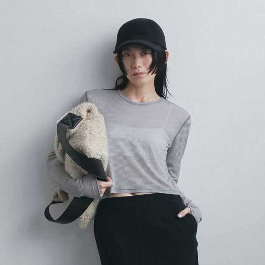 anuke/アンヌーク Sheer Border Long T-shirts 62620629 シアー